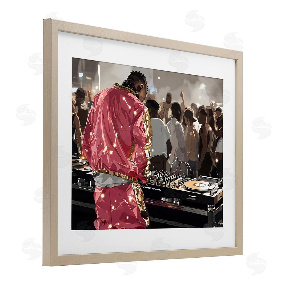 Franklyn Gregory DJ Performance At Nightclub Brown Framed Print Under Glass Wall Art