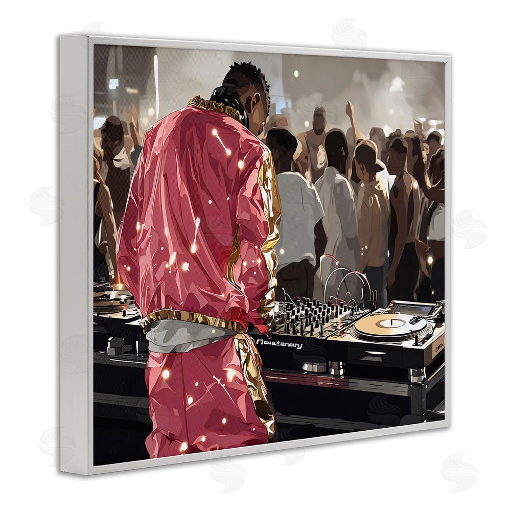 Franklyn Gregory DJ Performance At Nightclub White Framed Giclee Wall Art Print
