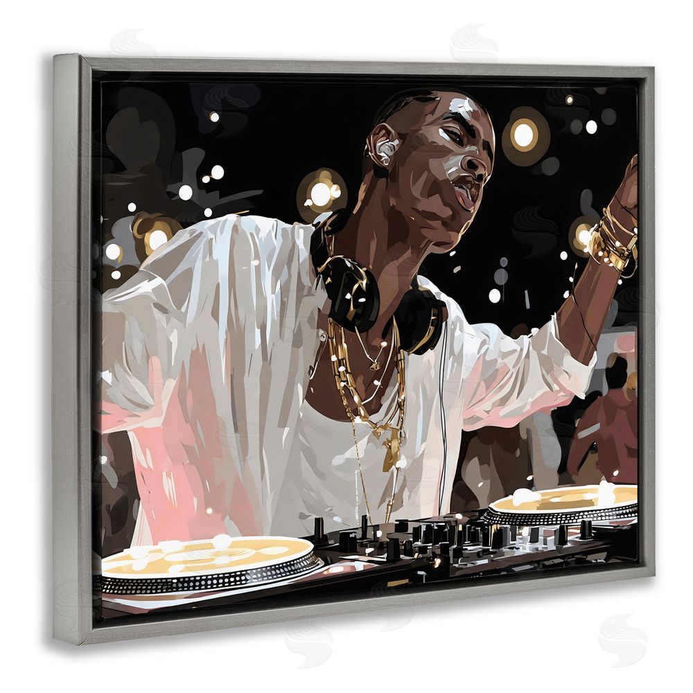 Franklyn Gregory Music In His Soul Gray Floating Framed Canvas Wall Art