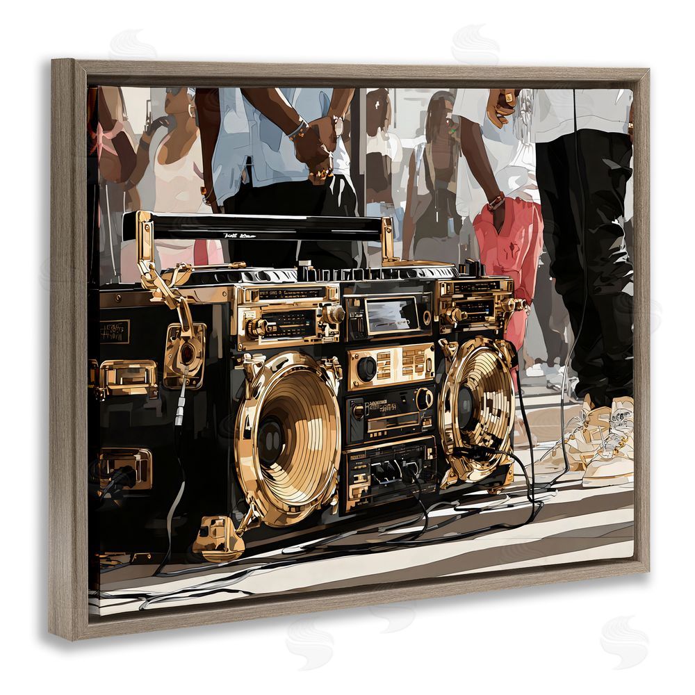 Franklyn Gregory Golden Stereo Hip Hop Beats Brown Floating Framed Canvas Wall Art
