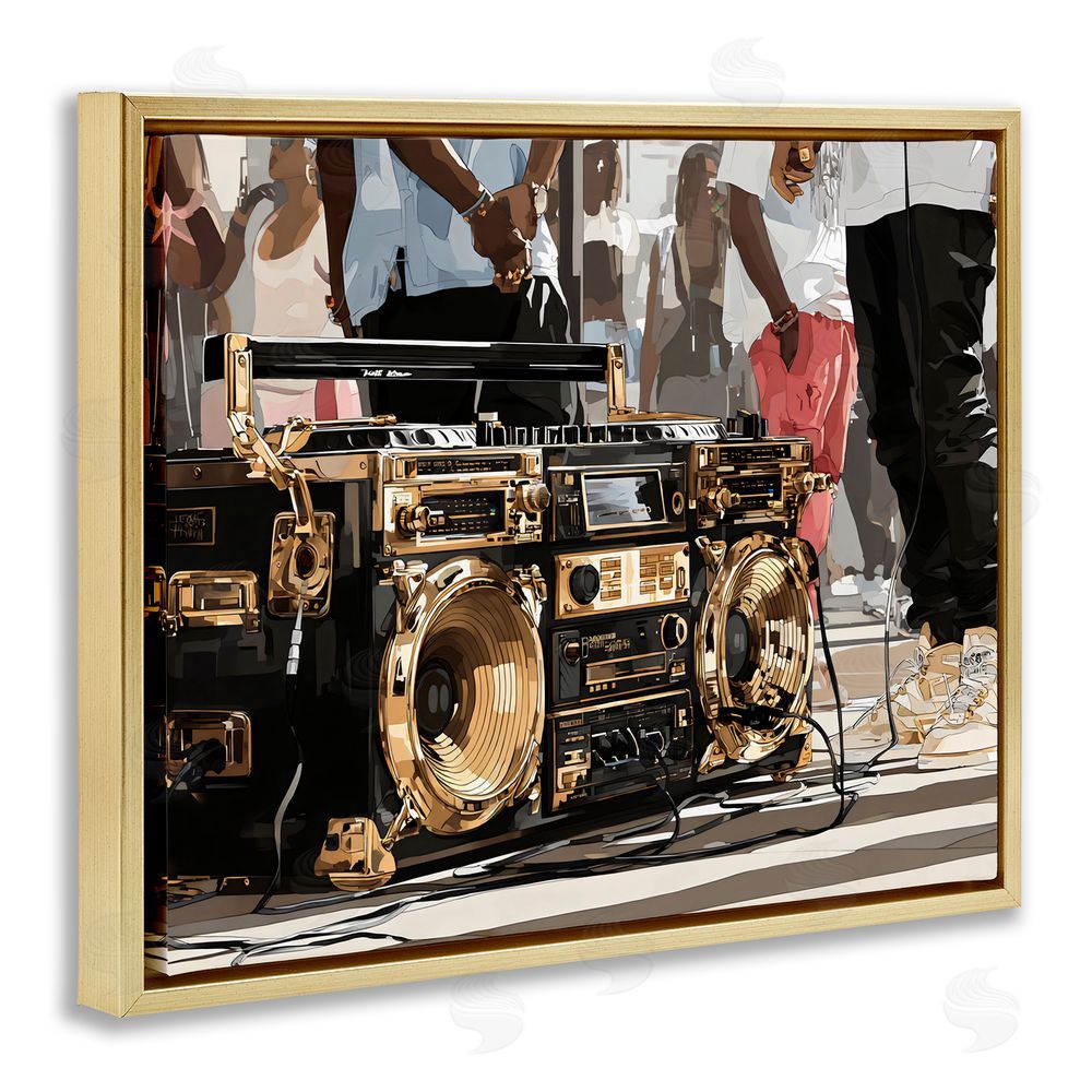 Franklyn Gregory Golden Stereo Hip Hop Beats Gold Floating Framed Canvas Wall Art