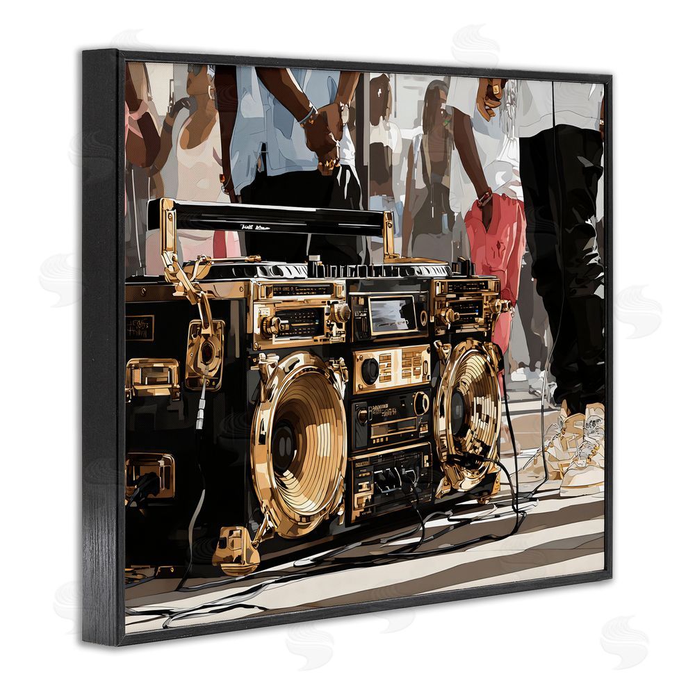 Franklyn Gregory Golden Stereo Hip Hop Beats Black Framed Giclee Wall Art