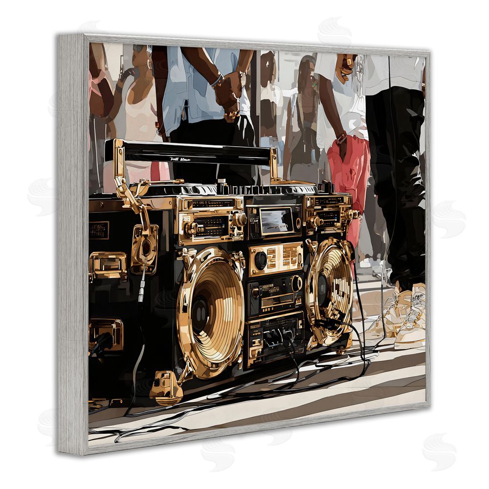 Franklyn Gregory Golden Stereo Hip Hop Beats Gray Framed Giclee Wall Art