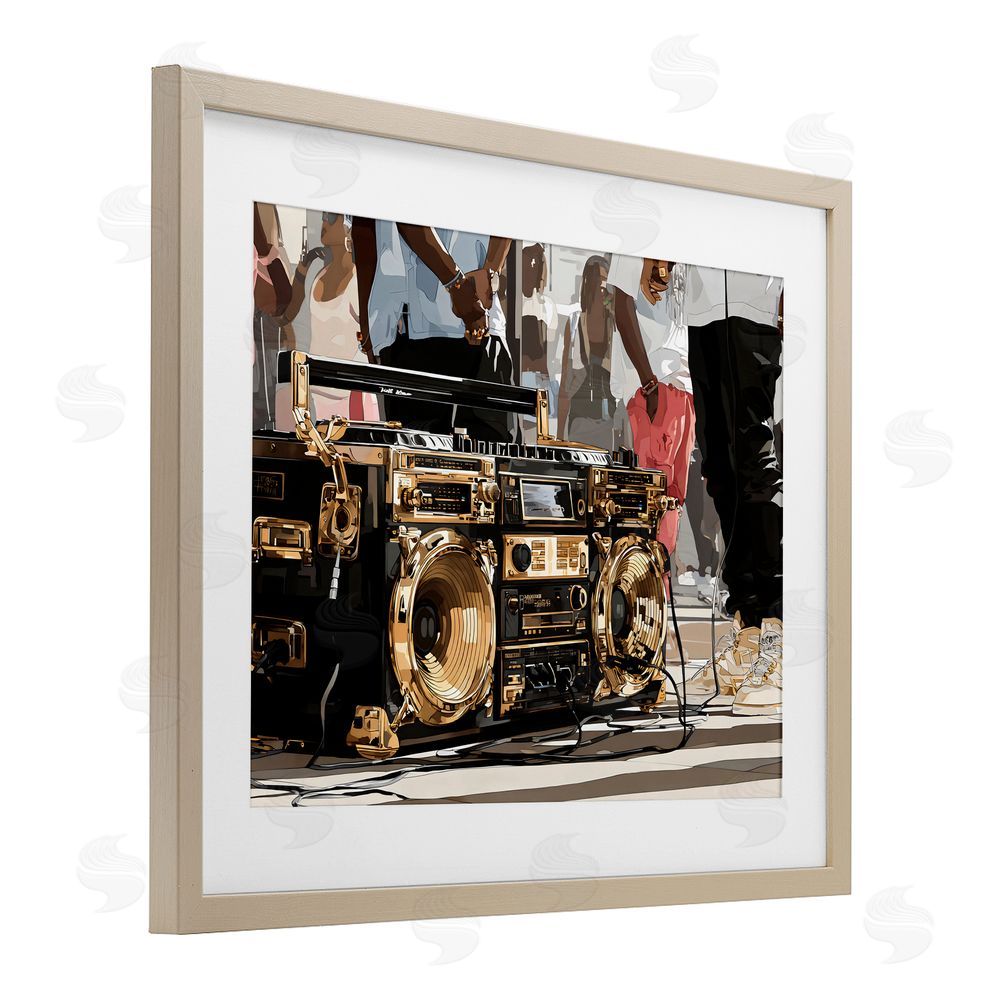 Franklyn Gregory Golden Stereo Hip Hop Beats Brown Framed Print Under Glass Wall Art