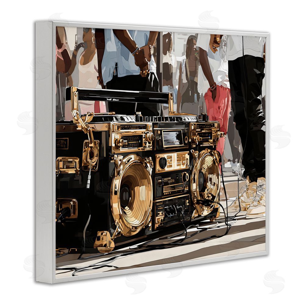 Franklyn Gregory Golden Stereo Hip Hop Beats White Framed Giclee Wall Art
