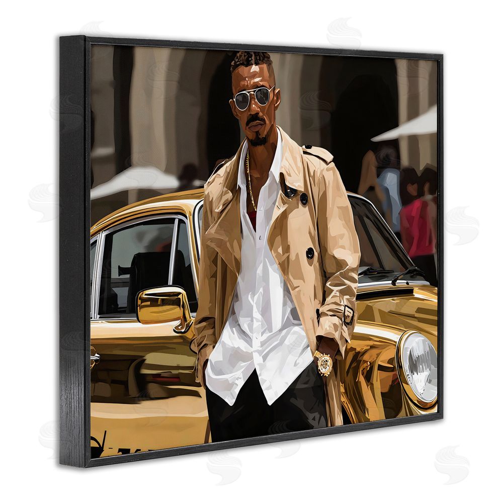 Franklyn Gregory Classy Gilded Sportscar & Driver Black Framed Giclee Wall Art Print