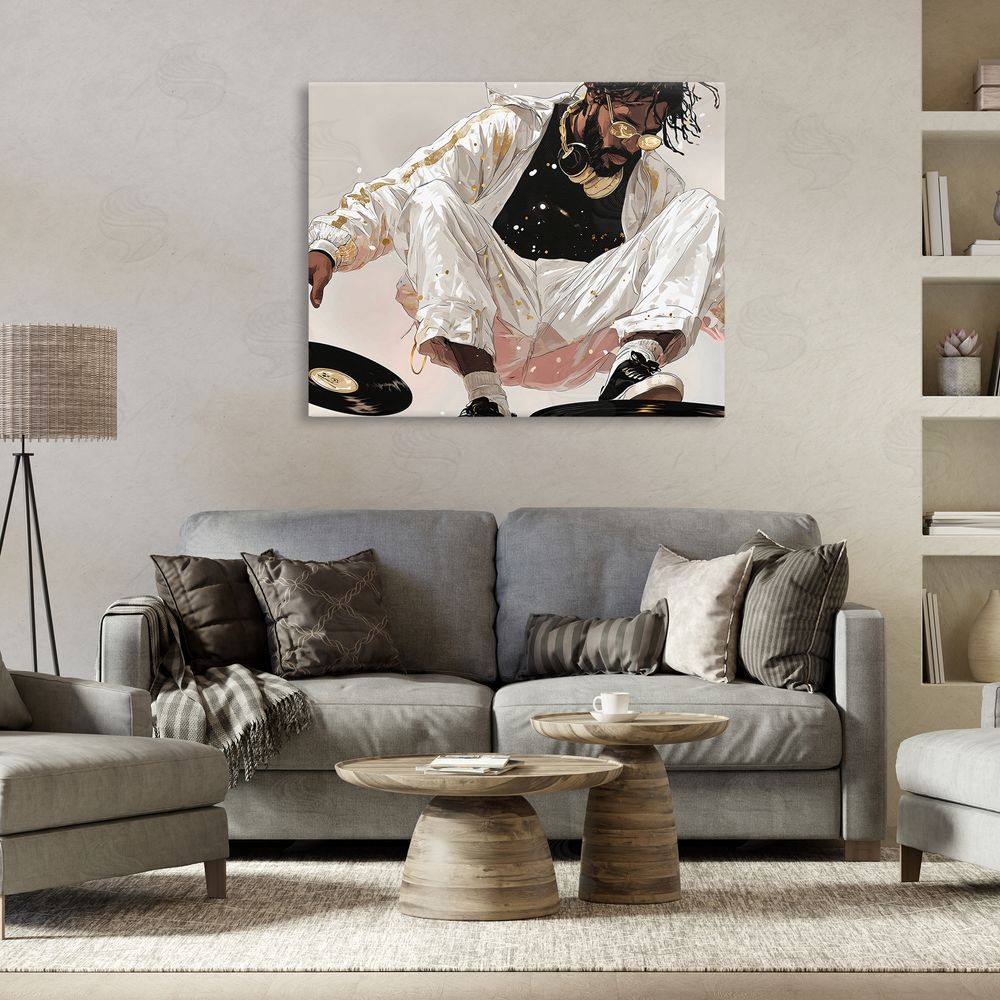 Franklyn Gregory Record Dance Stylish DJ Stretched Canvas Wall Art in Room