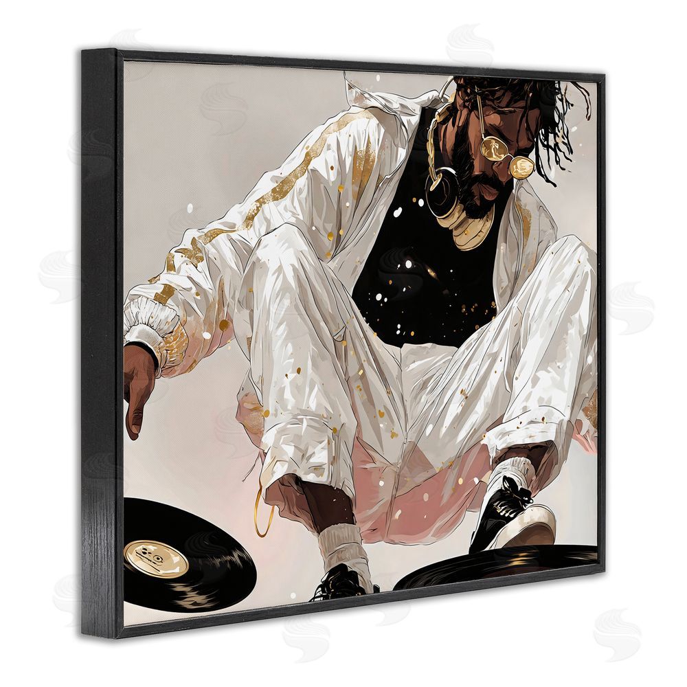 Franklyn Gregory Record Dance Stylish DJ Black Framed Giclee Wall Art
