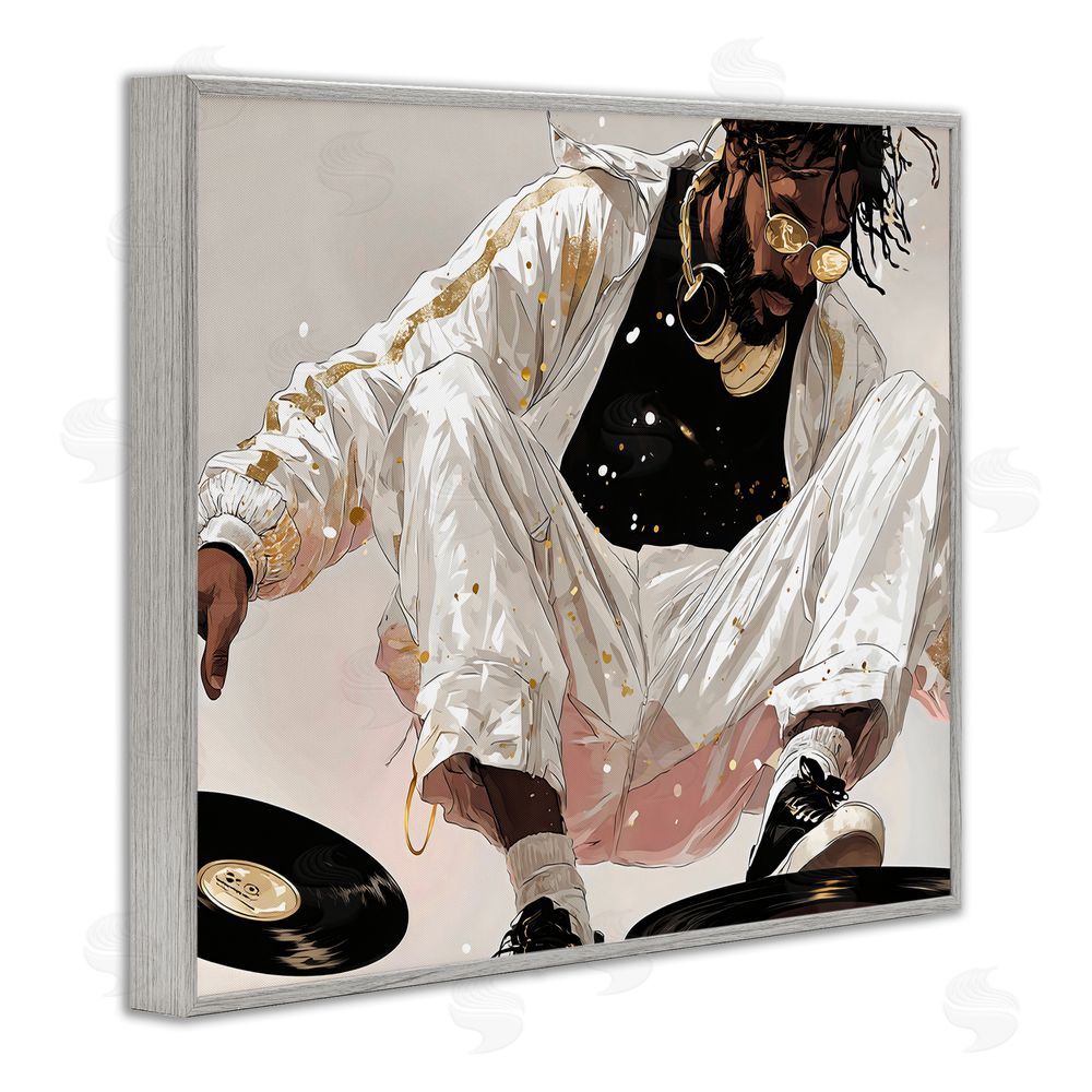 Franklyn Gregory Record Dance Stylish DJ Gray Framed Giclee Wall Art