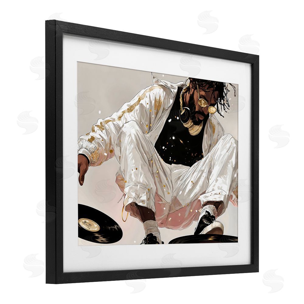 Franklyn Gregory Record Dance Stylish DJ Black Framed Print Under Glass Wall Art