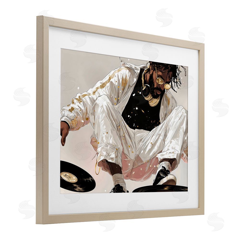 Franklyn Gregory Record Dance Stylish DJ Brown Framed Print Under Glass Wall Art