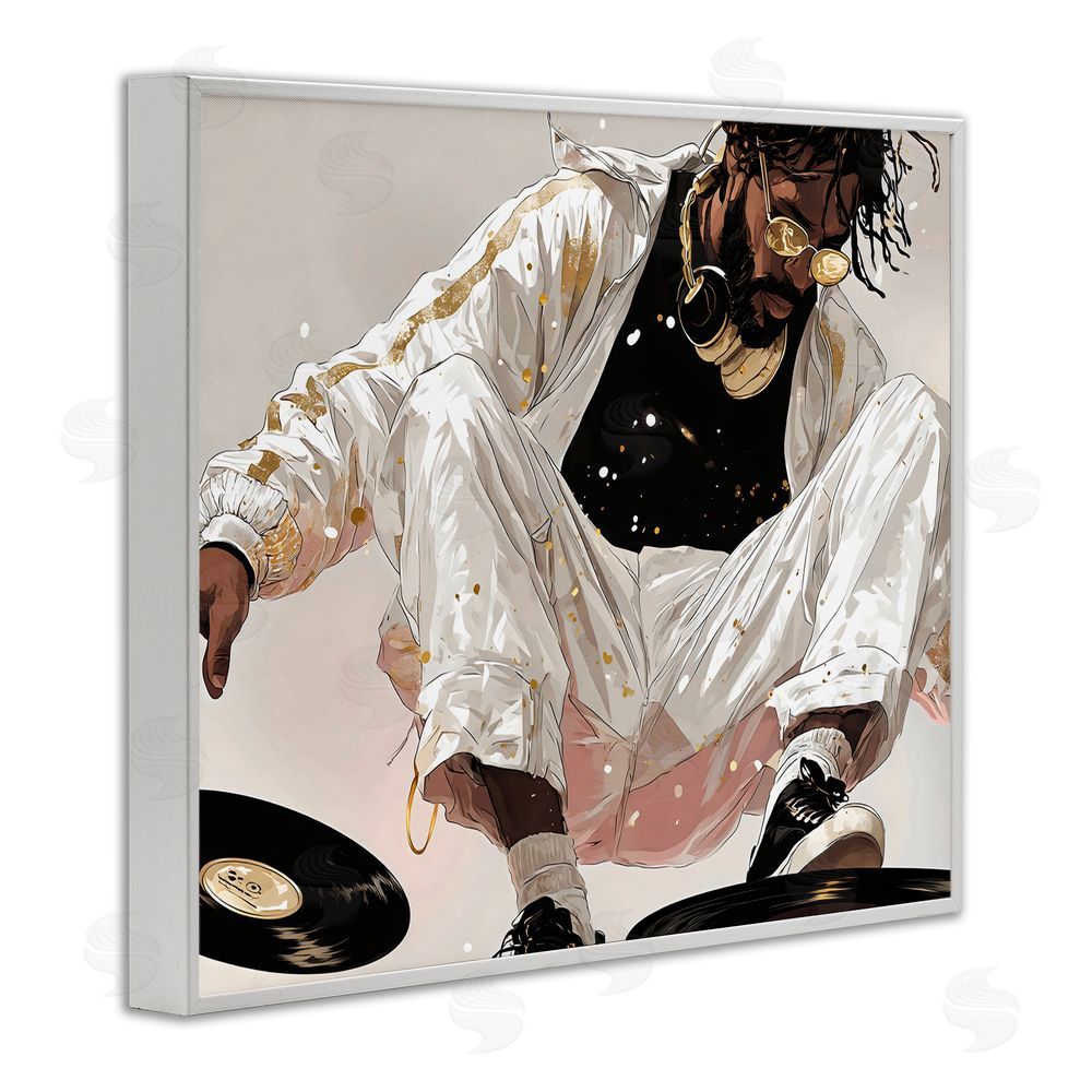 Franklyn Gregory Record Dance Stylish DJ White Framed Giclee Wall Art