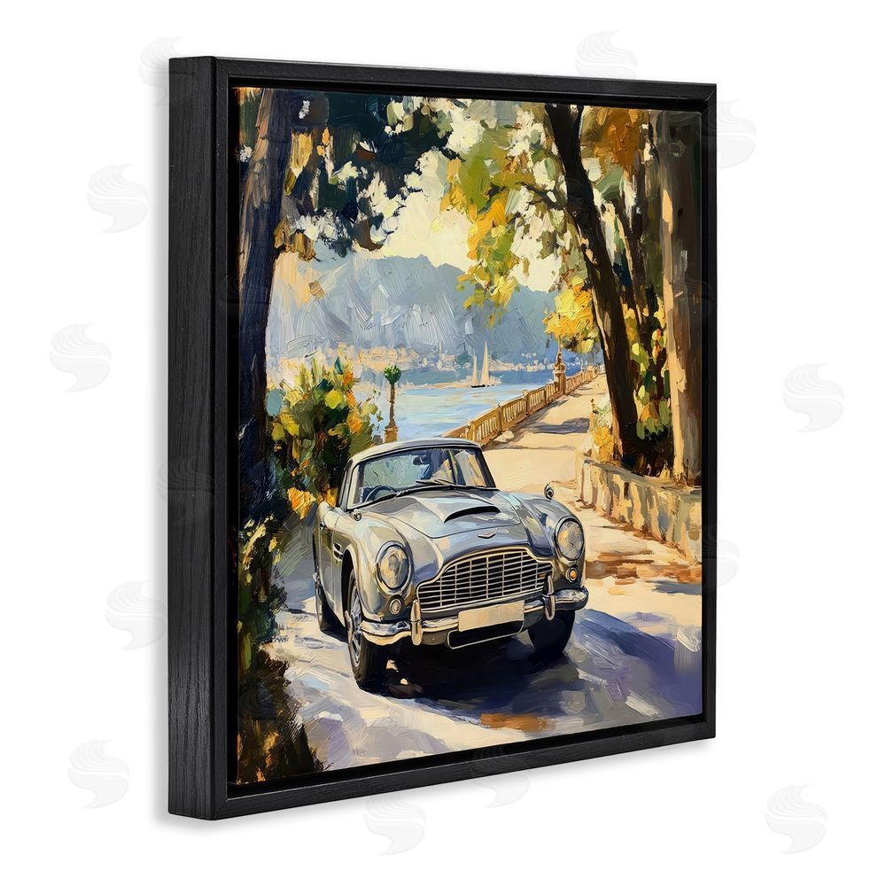 Creative Studio Classic View of Seaside Drive Black Floating Frame Canvas Wall Art Print