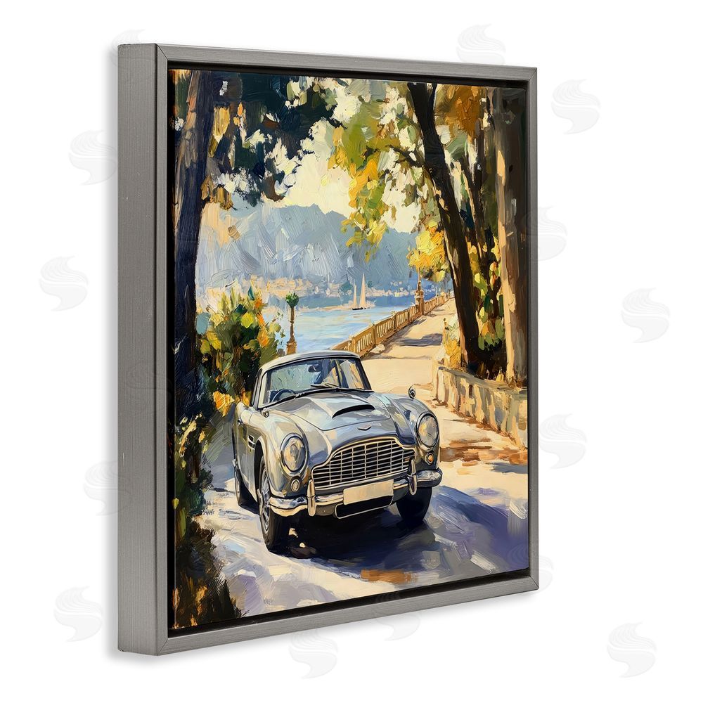 Creative Studio Classic View of Seaside Drive Gray Floating Frame Canvas Wall Art Print