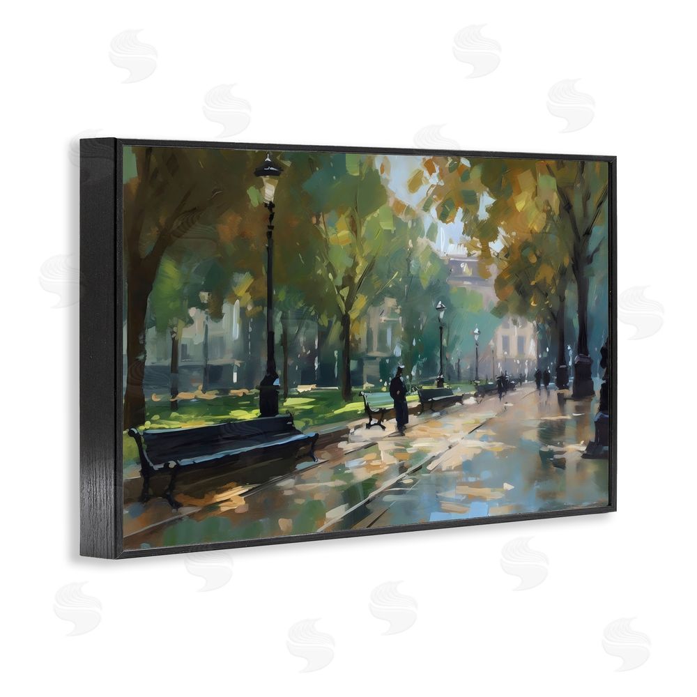 Creative Studio Park Promenade on Rainy Day Black Framed Giclee Wall Art