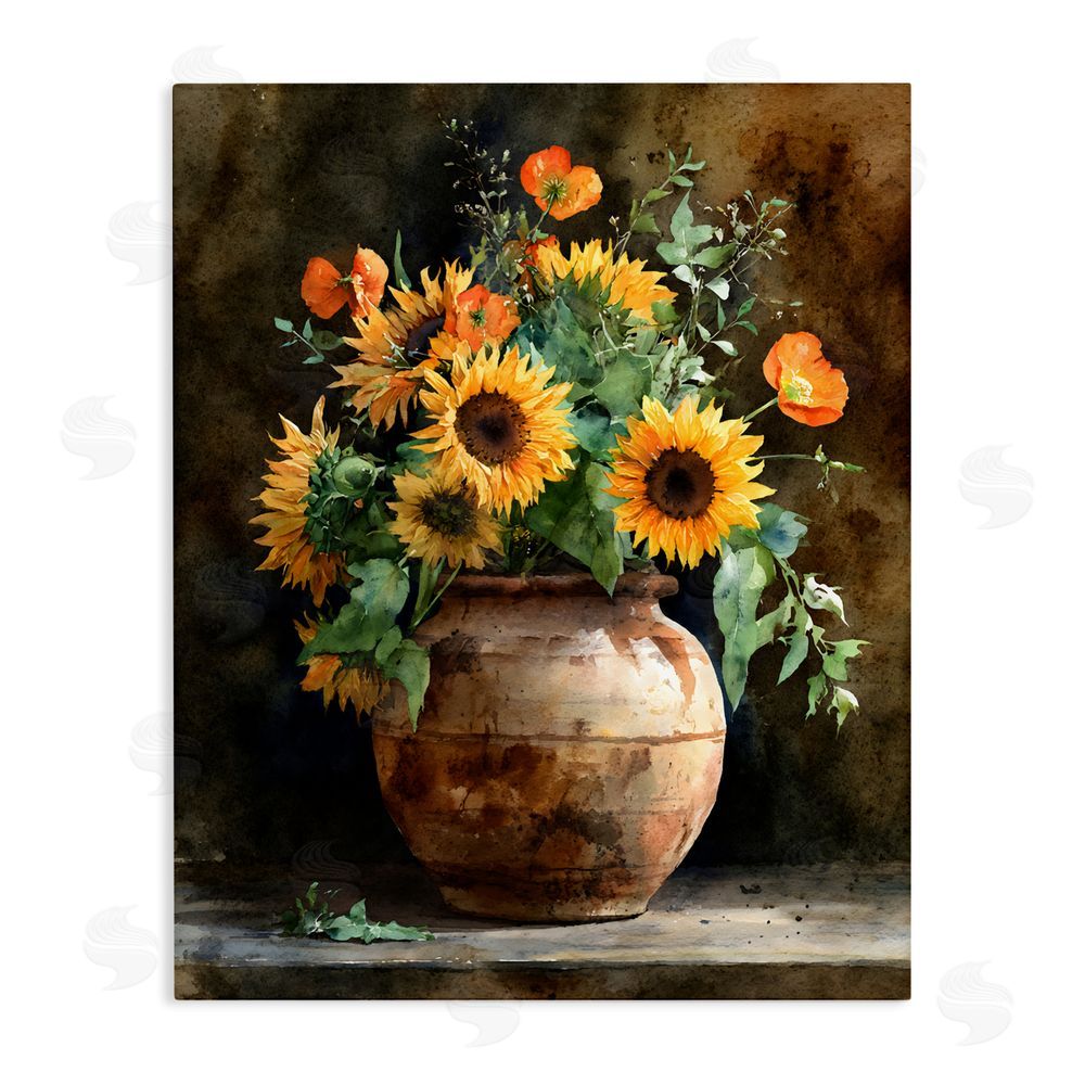 Franklyn Gregory Rustic Sunflower Display Stretched Canvas Wall Art