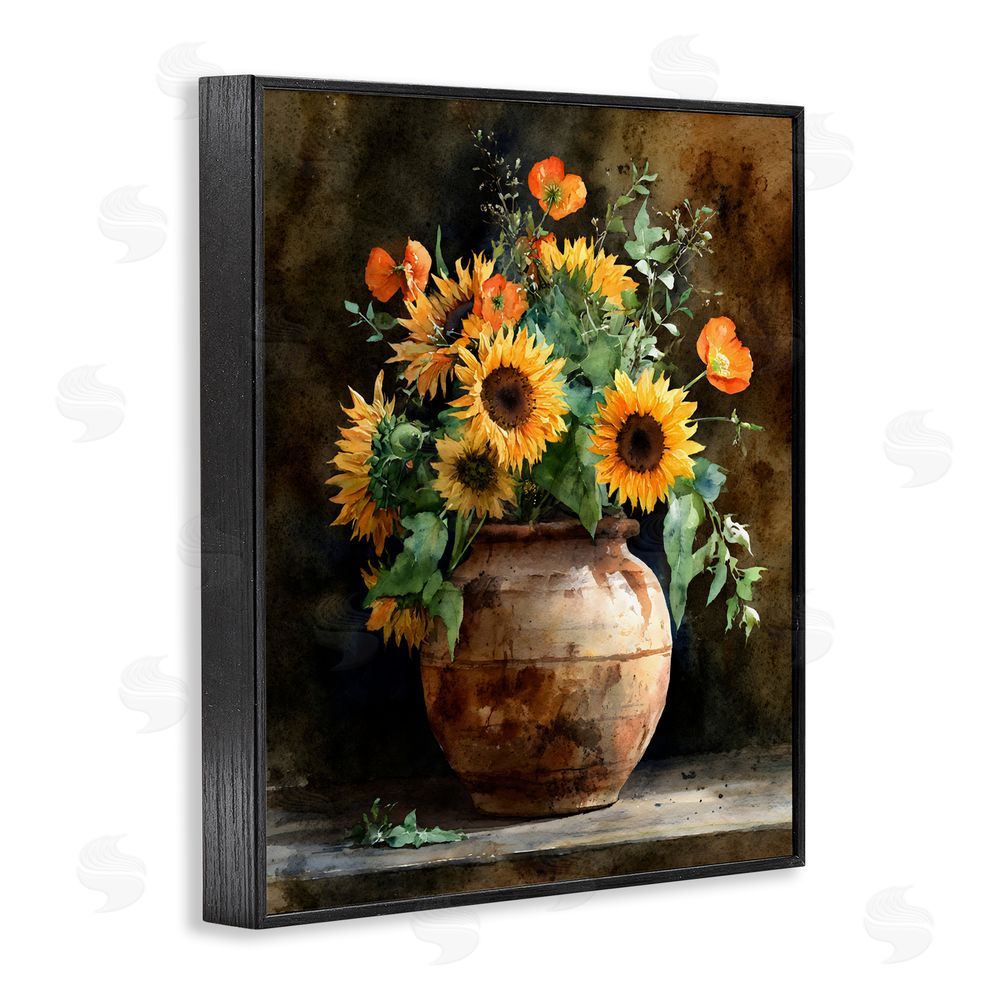 Franklyn Gregory Rustic Sunflower Display Black Framed Giclee Wall Art