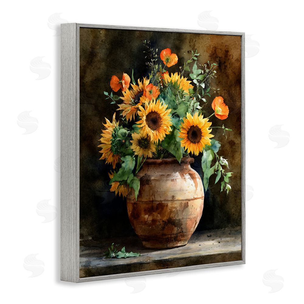 Franklyn Gregory Rustic Sunflower Display Gray Framed Giclee Wall Art