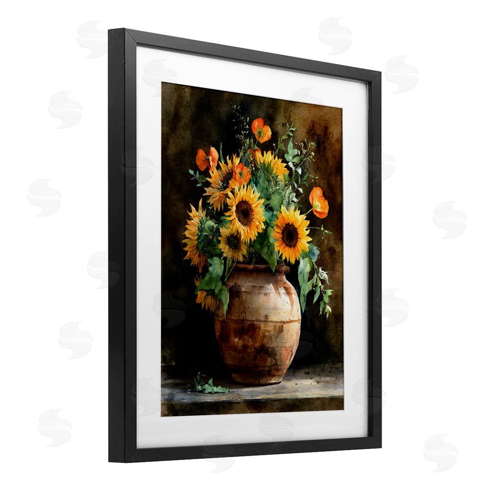 Franklyn Gregory Rustic Sunflower Display Black Framed Print Under Glass Wall Art