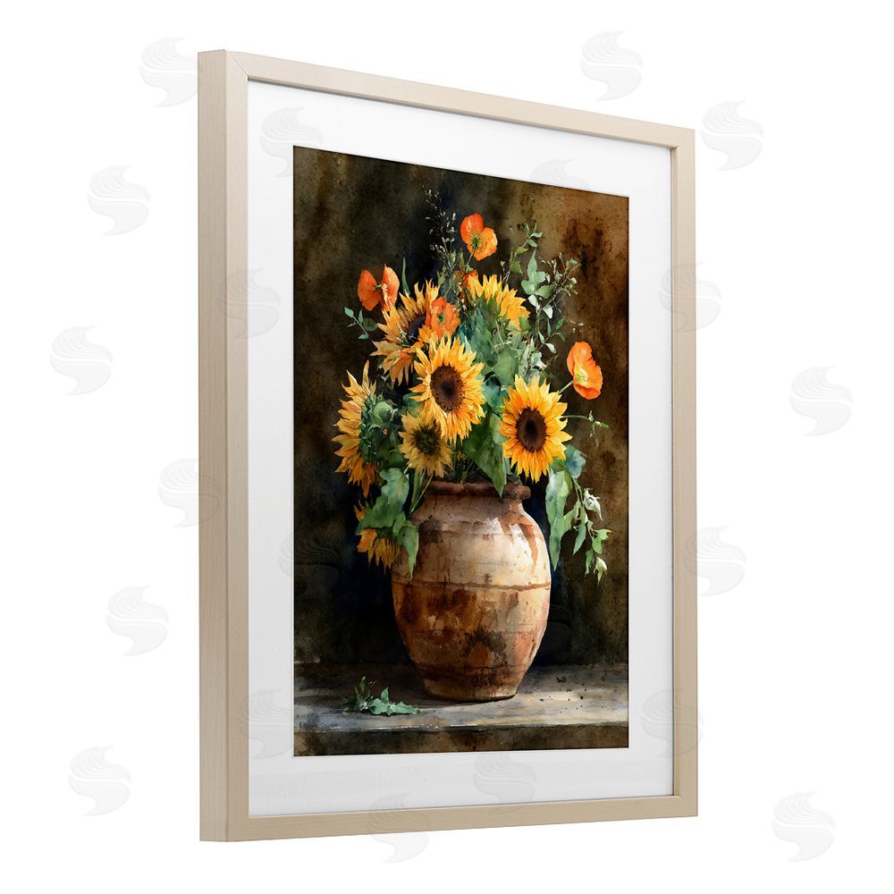 Franklyn Gregory Rustic Sunflower Display Brown Framed Print Under Glass Wall Art