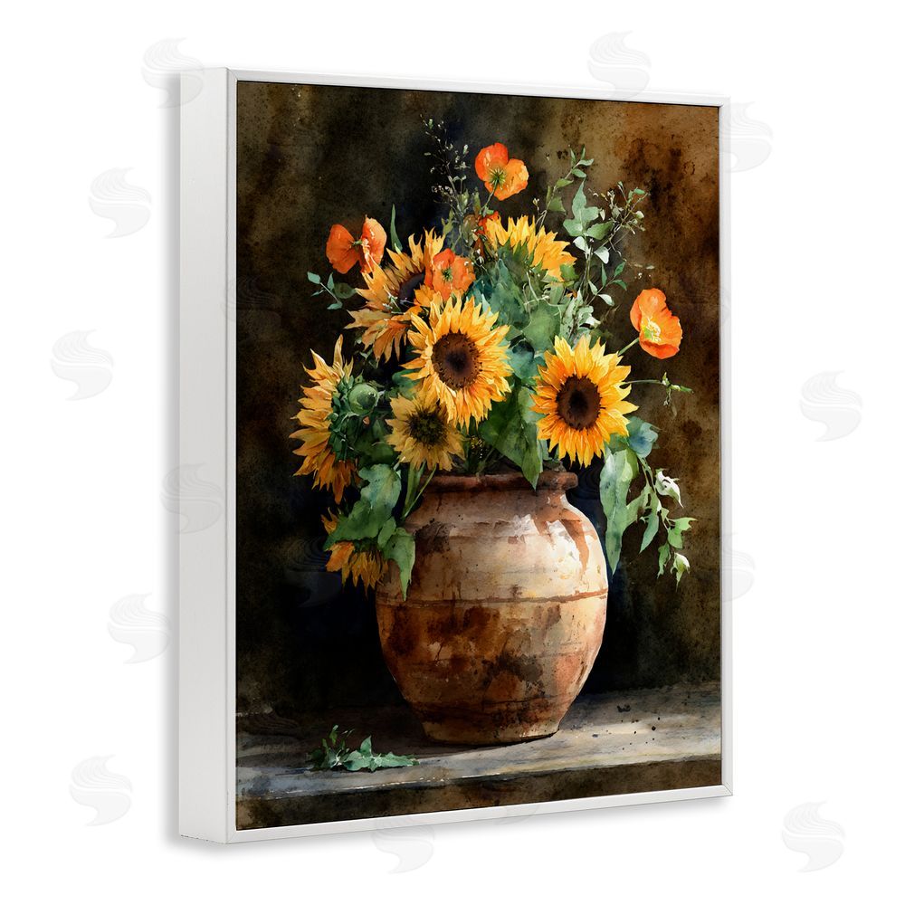 Franklyn Gregory Rustic Sunflower Display White Framed Giclee Wall Art