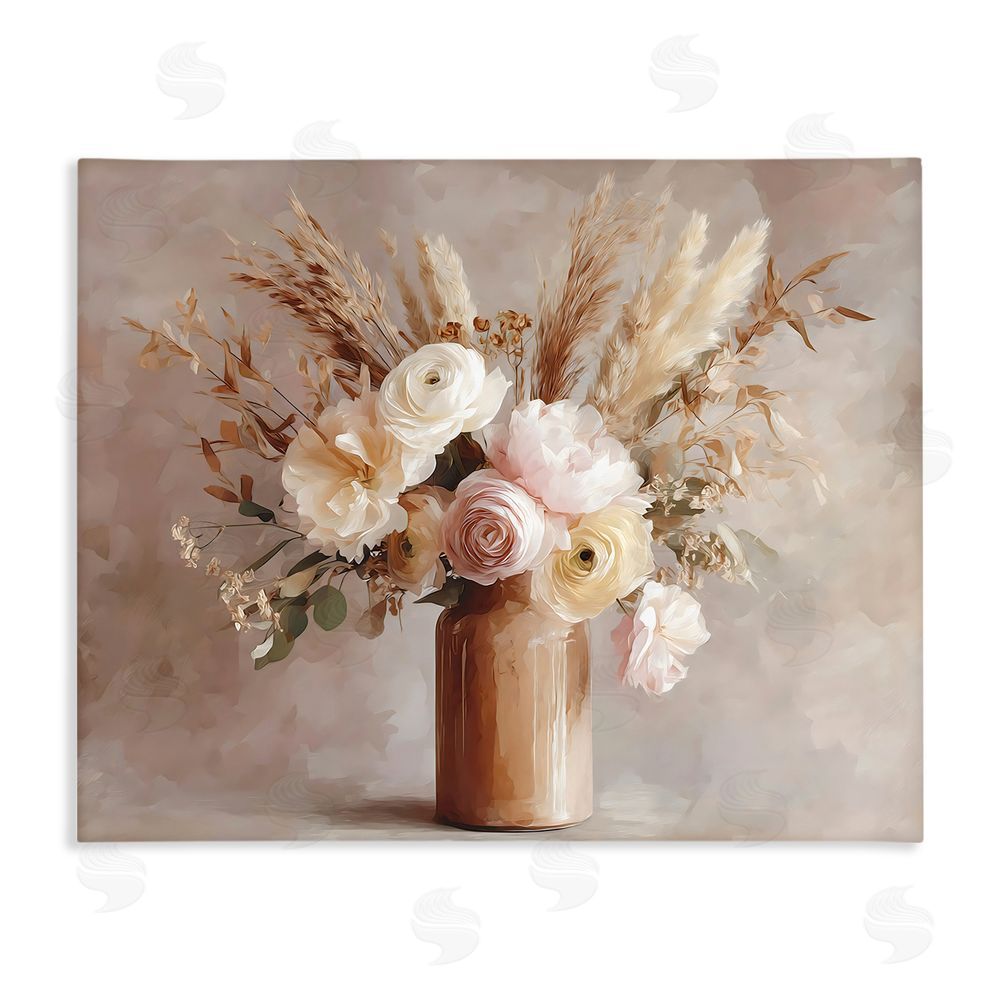 Franklyn Gregory Elegant Wheat Bouquet in Vase Stretched Canvas Wall Art