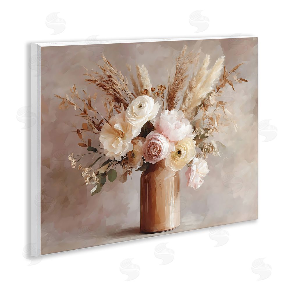 Franklyn Gregory Elegant Wheat Bouquet in Vase Wall Plaque Home Decor Art Print