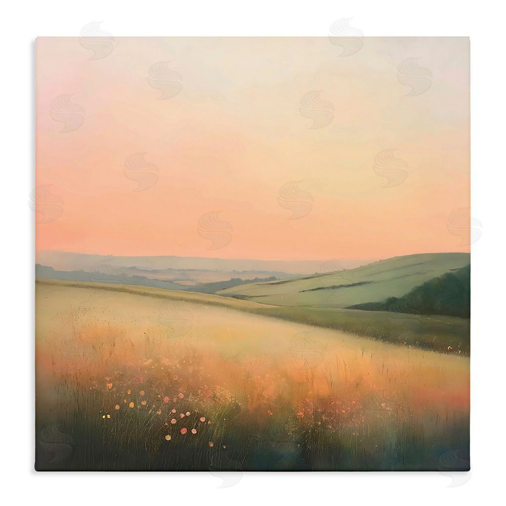 Creative Studio Sun Coming Up Over Meadow Stretched Canvas Wall Art Print