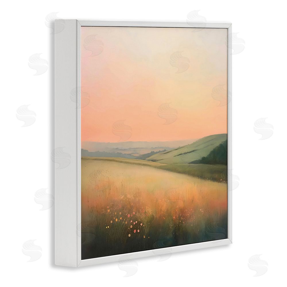 Creative Studio Sun Coming Up Over Meadow White Framed Giclee Wall Art Print