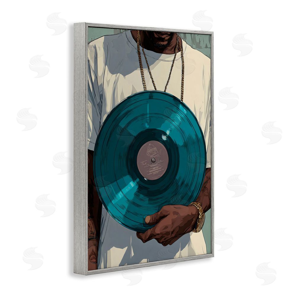 Franklyn Gregory Musician & Blue Music Record Gray Framed Giclee Wall Art