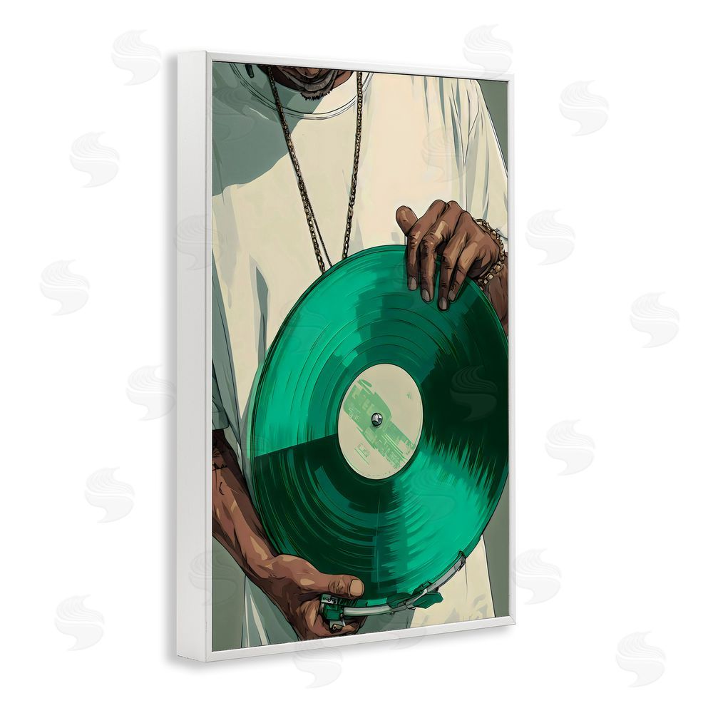 Franklyn Gregory Green Vinyl Record Portrait White Framed Giclee Wall Art