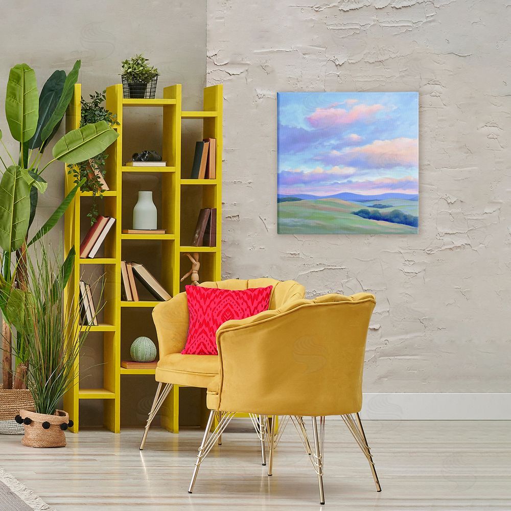 Creative Studio Rolling Hills with Soft Sunset Stretched Canvas Wall Art in Room