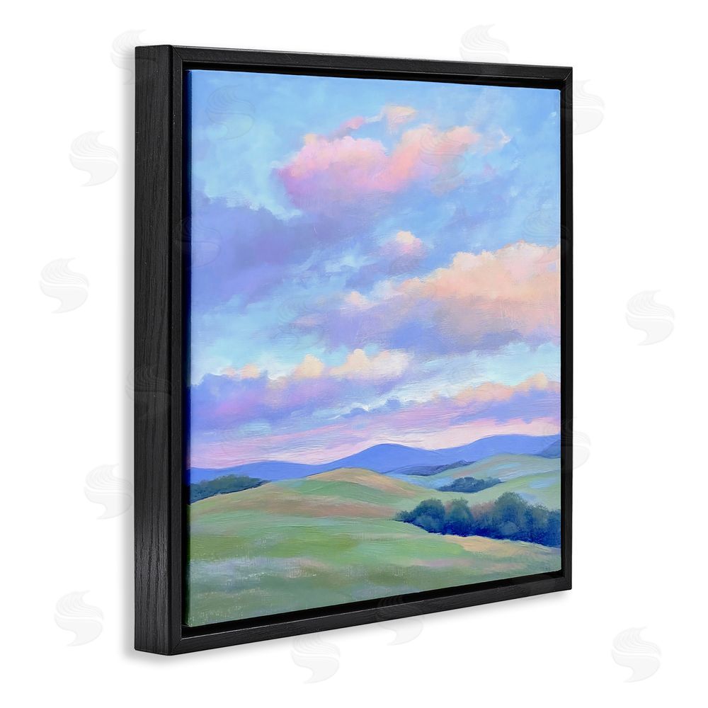 Creative Studio Rolling Hills with Soft Sunset Black Floating Framed Canvas Wall Art
