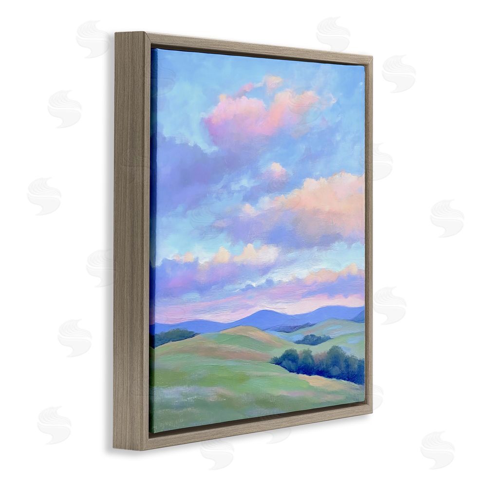Creative Studio Rolling Hills with Soft Sunset Brown Floating Framed Canvas Wall Art