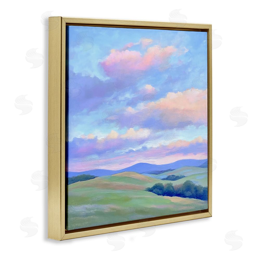 Creative Studio Rolling Hills with Soft Sunset Gold Floating Framed Canvas Wall Art