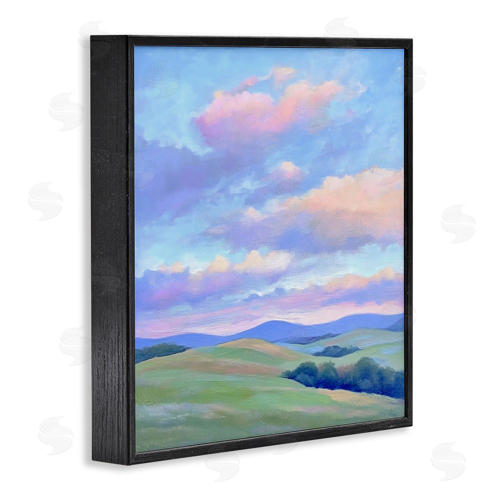 Creative Studio Rolling Hills with Soft Sunset Black Framed Giclee Wall Art