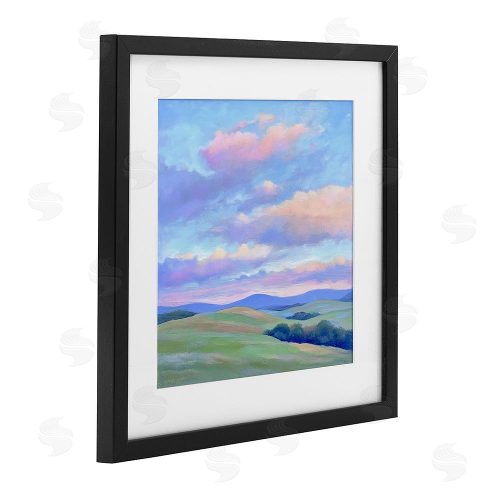 Creative Studio Rolling Hills with Soft Sunset Black Framed Print Under Glass Wall Art