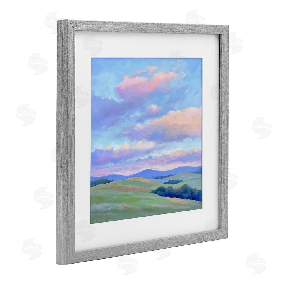 Creative Studio Rolling Hills with Soft Sunset Gray Framed Print Under Glass Wall Art