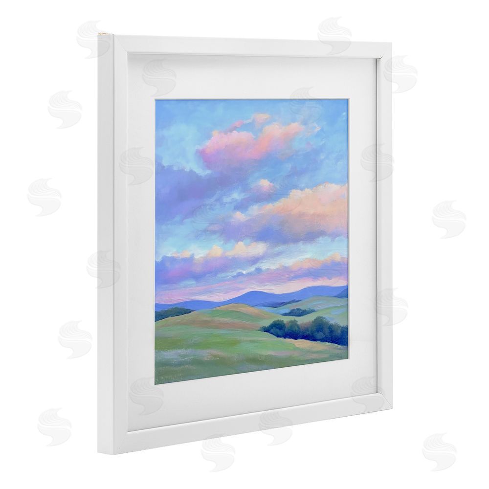 Creative Studio Rolling Hills with Soft Sunset White Framed Print Under Glass Wall Art