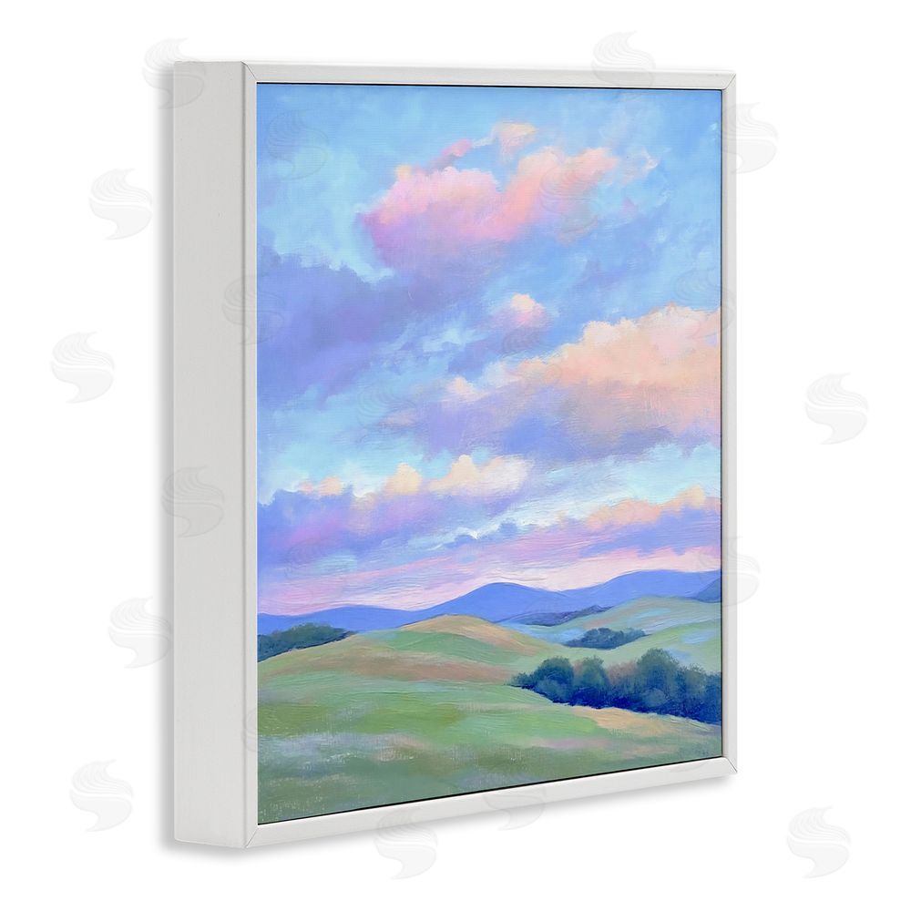 Creative Studio Rolling Hills with Soft Sunset White Framed Giclee Wall Art