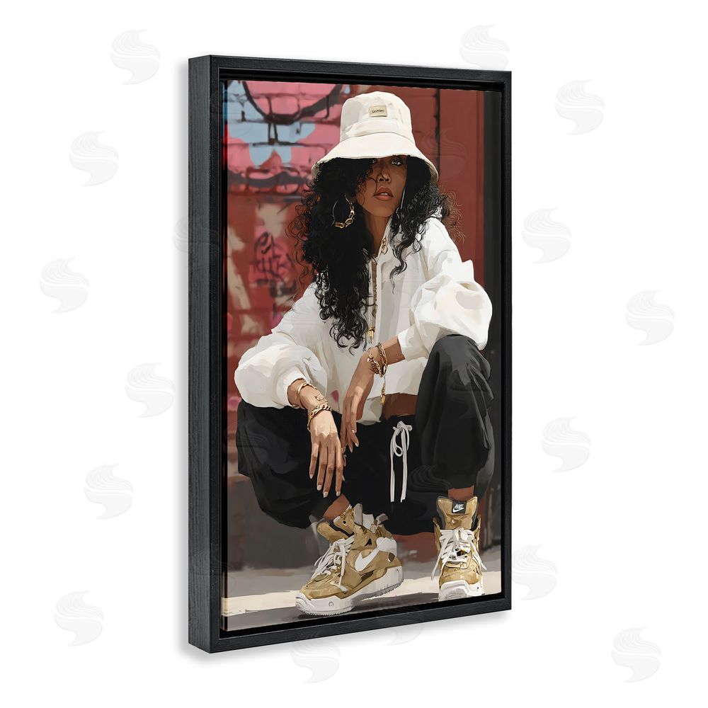 Franklyn Gregory Urban Streetwear Bucket Hat Black Floating Framed Canvas Wall Art Print