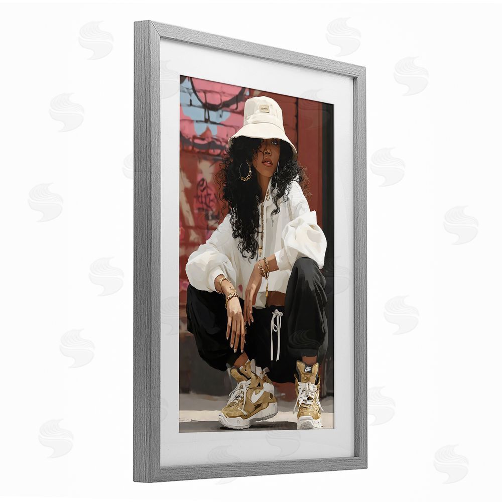 Franklyn Gregory Urban Streetwear Bucket Hat Gray Framed Print Under Glass with White Mat Wall Art