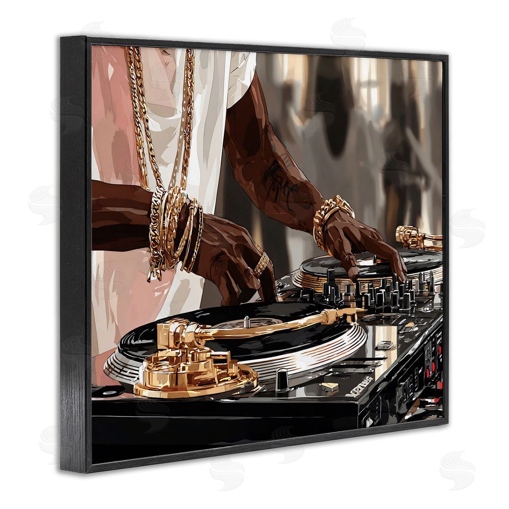 Franklyn Gregory Golden Sound DJ Turntables Black Framed Giclee Wall Art