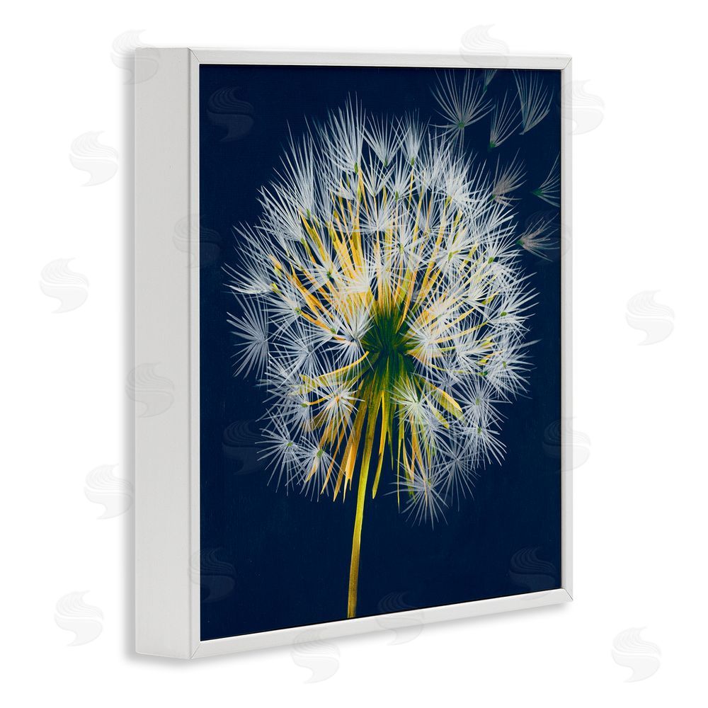 Liz Jardine Dandelion Cluster in the Wind White Framed Giclee Wall Art Print