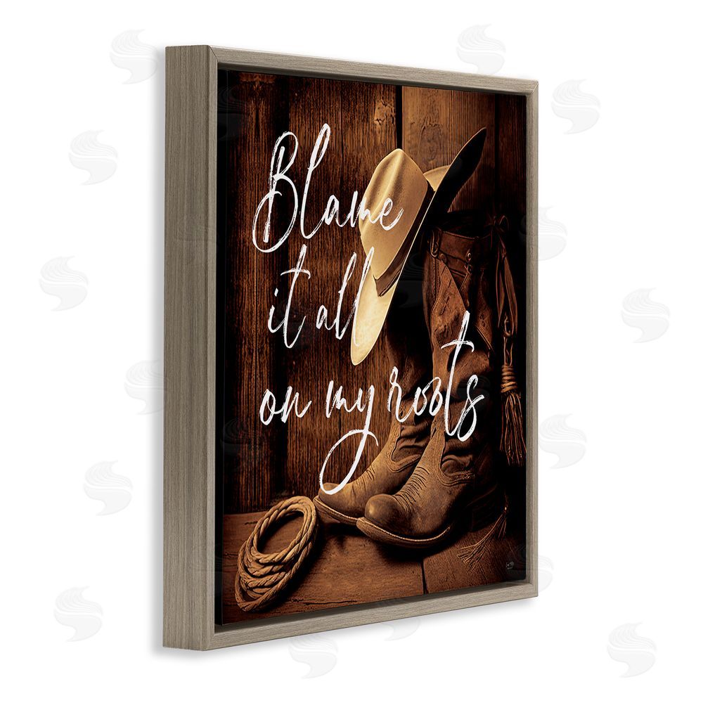 Lux + Me Designs Blame It On My Roots Brown Floating Frame Canvas Wall Art Print