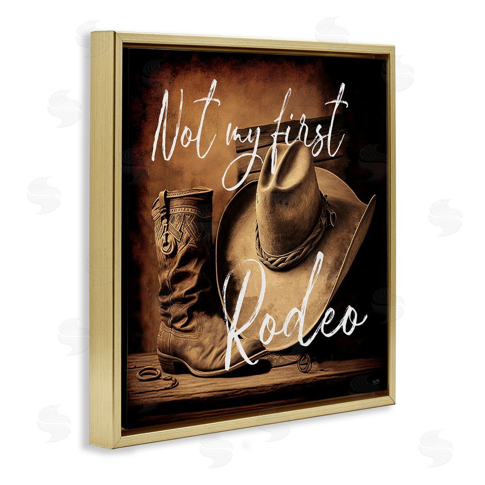 Lux + Me Designs Not My First Rodeo Gold Floating Frame Canvas Wall Art Print