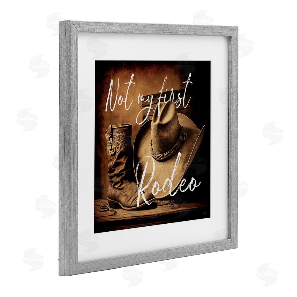 Lux + Me Designs Not My First Rodeo Gray Framed Print Under Glass Wall Art