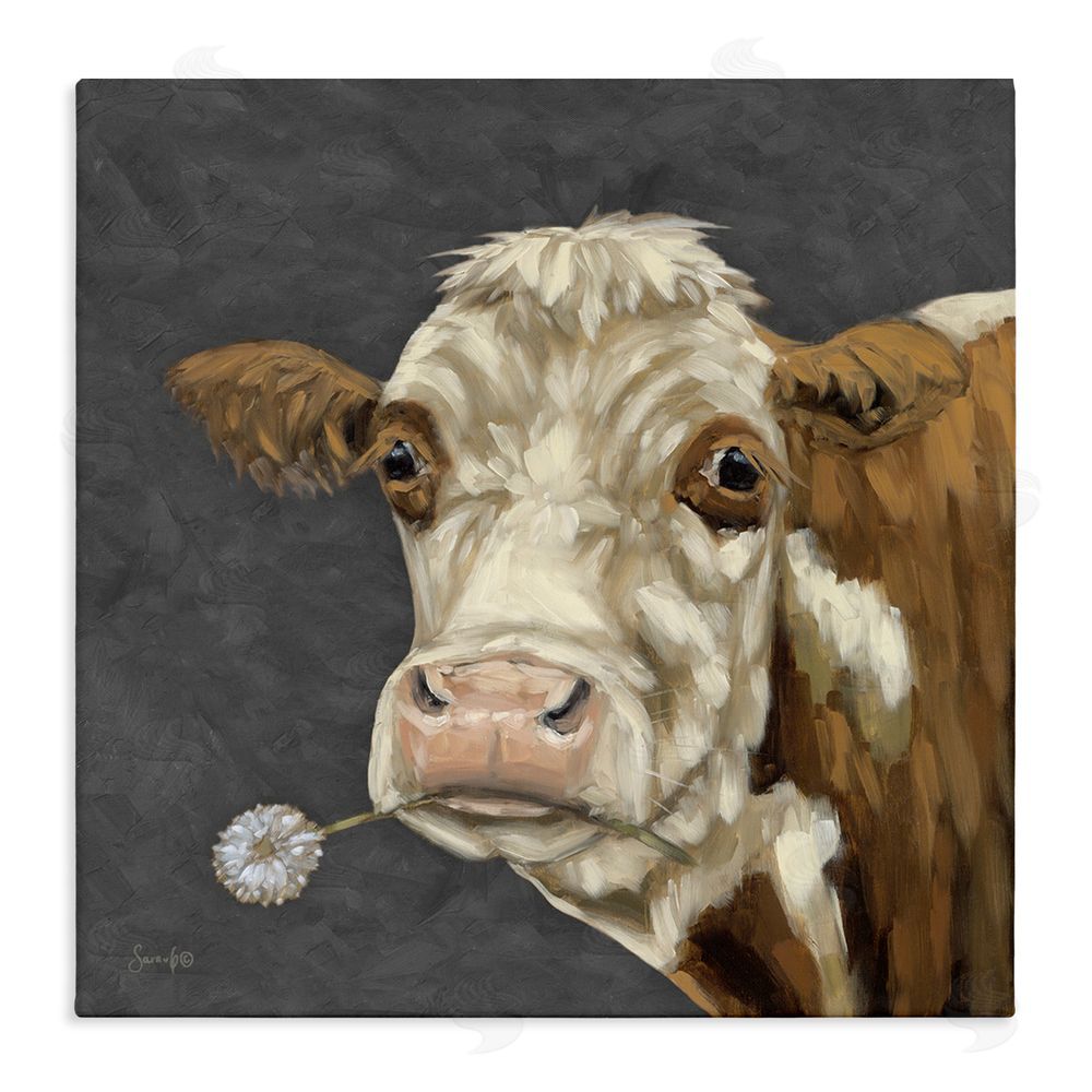 Sara G. Designs Looking Dandy Cattle Stretched Canvas Wall Art Print