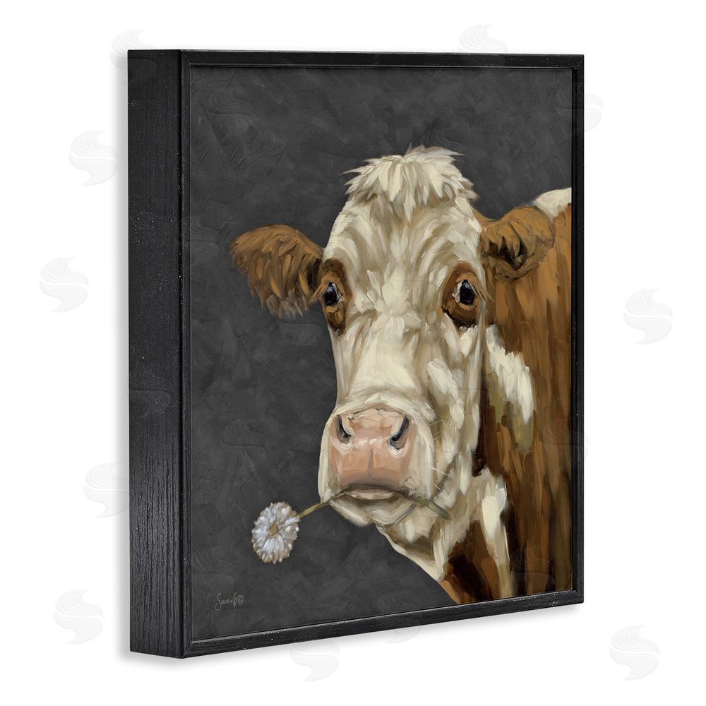 Sara G. Designs Looking Dandy Cattle Black Framed Giclee Wall Art Print