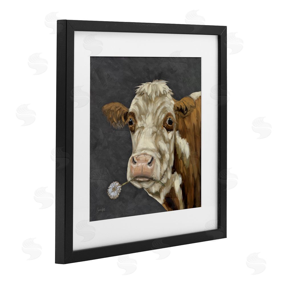 Sara G. Designs Looking Dandy Cattle Black Framed Print Under Glass Wall Art